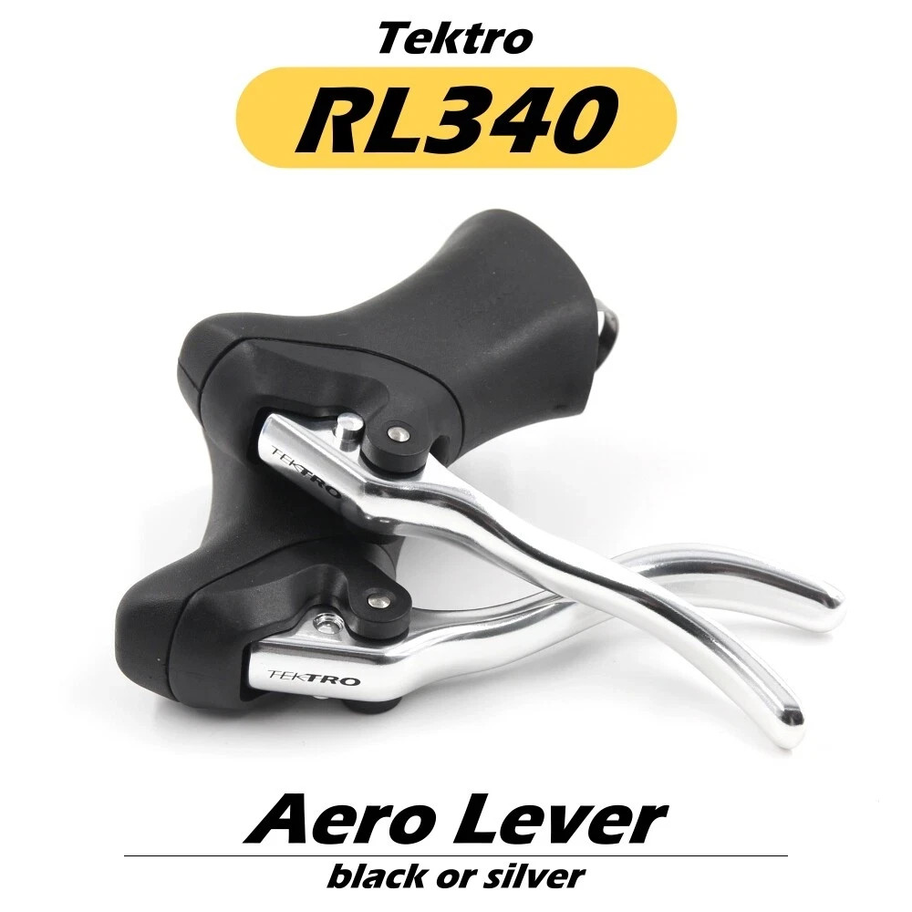 TEKTRO RL340 Aero Lever , Road Bike Brake Levers (Black and silver)