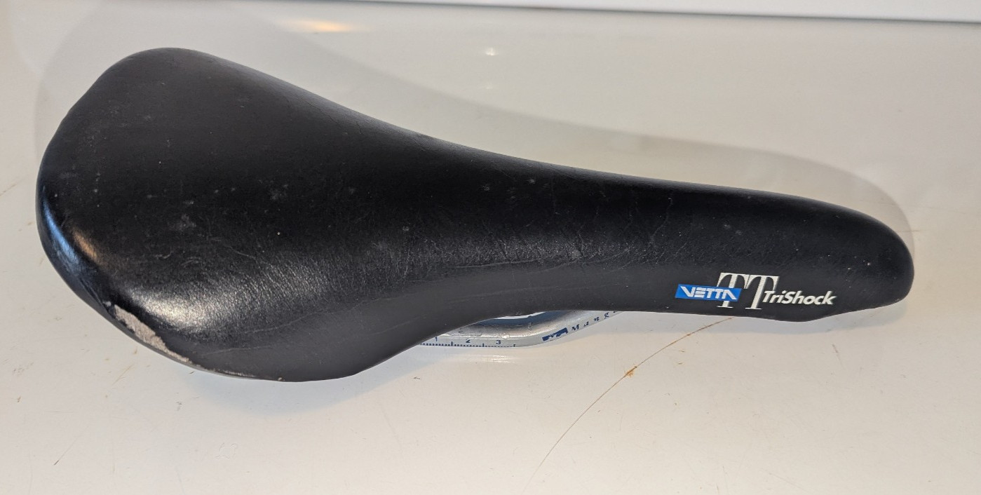 Vetta TT TriShock Saddle with Manganese Rails, Black, Vintage
