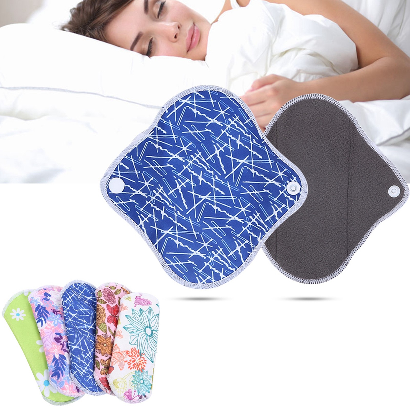 Menstrual Pad Reusable Waterproof Bamboo Charcoal Fiber Cloth Washable Women BEA