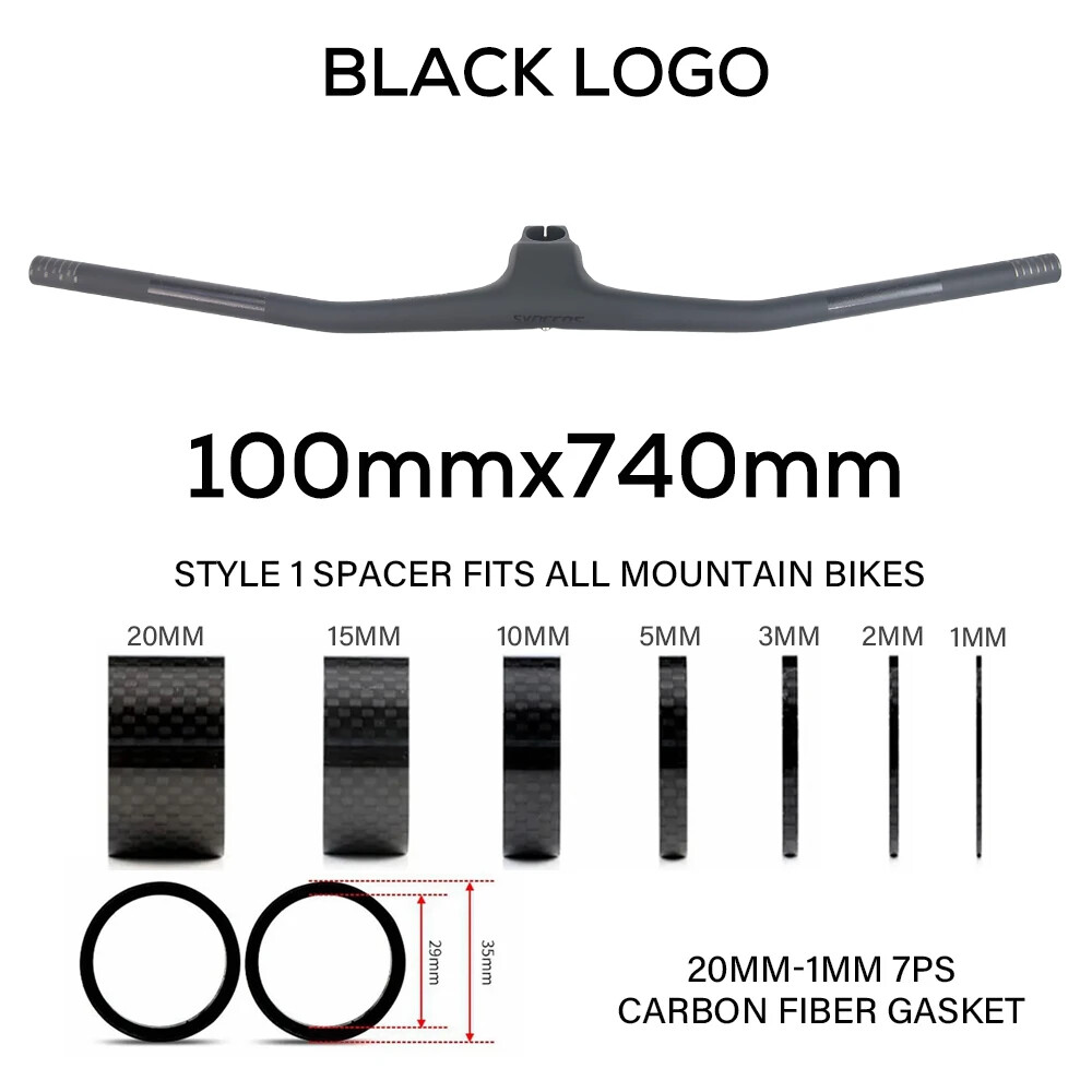 Carbon Fiber MTB Bicycle Integrated Handlebars 720/740mm Stem Angle -20°