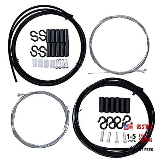 2-in-1 Universal Bike Brake & Shifter Cable Kit | High-Carbon Steel Black