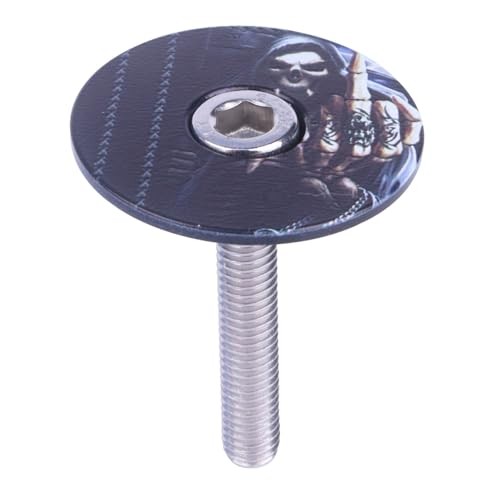 Aluminum Alloy Headset Top Cap, 1-1/8 Inch with M6x35mm Stainless Death sickle