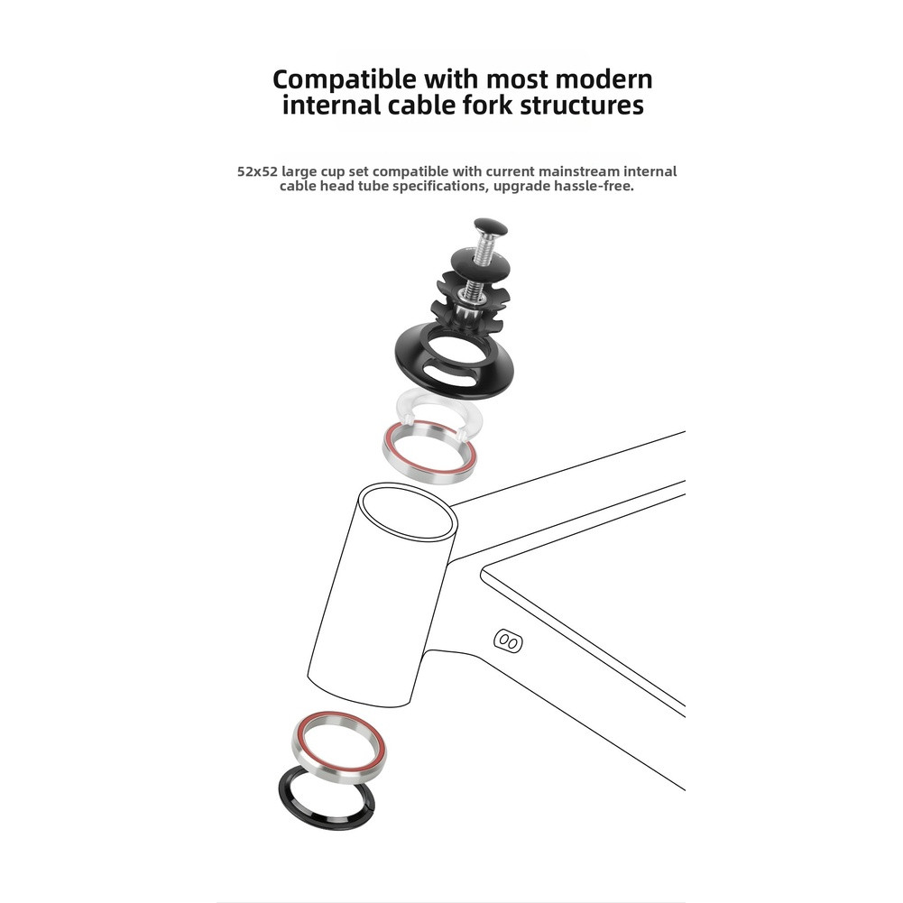 Aluminum Alloy Bicycle Headset 52x52mm Sealed Bearing Dual Design for Stability