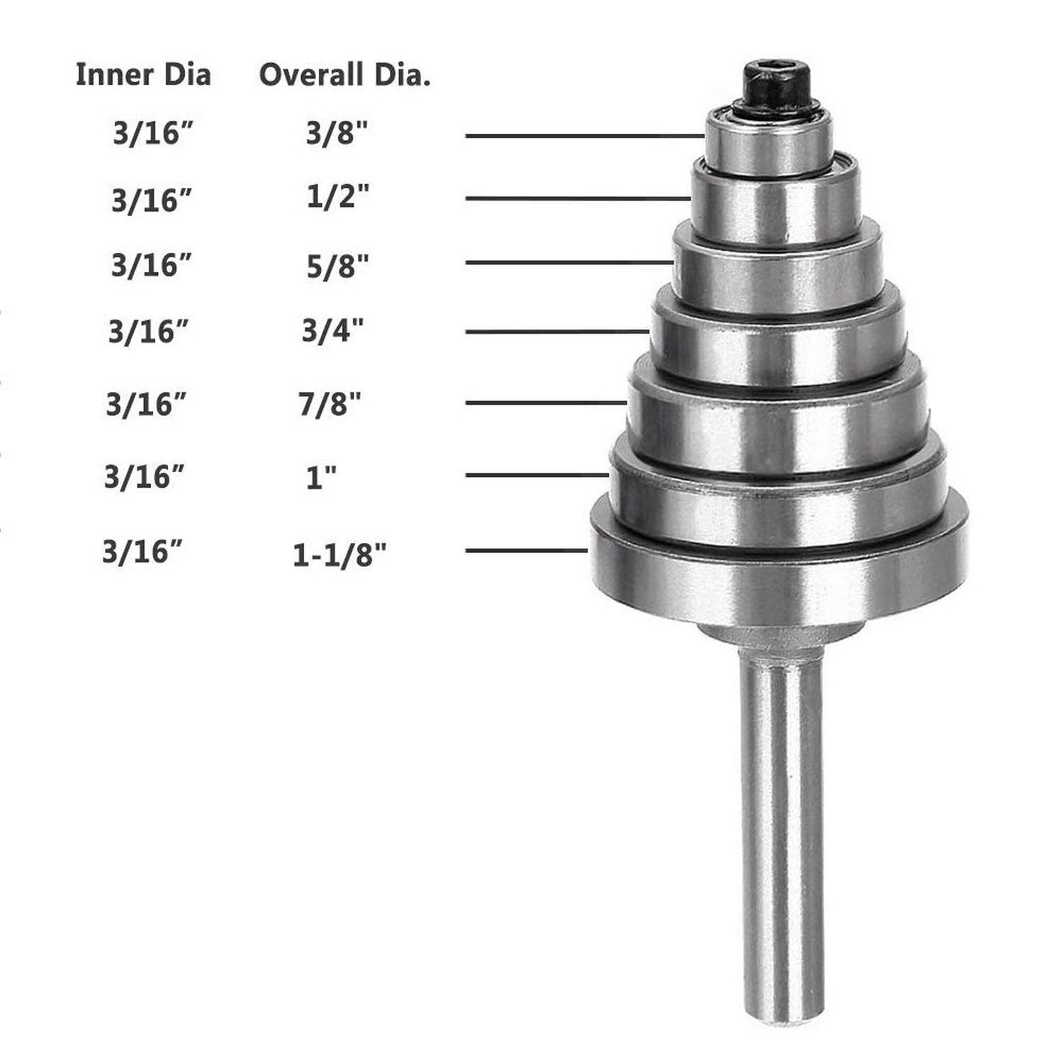 7PC Metal Bearings Replacement Kit Deep Groove Ball Bearing Accessory Bit for…