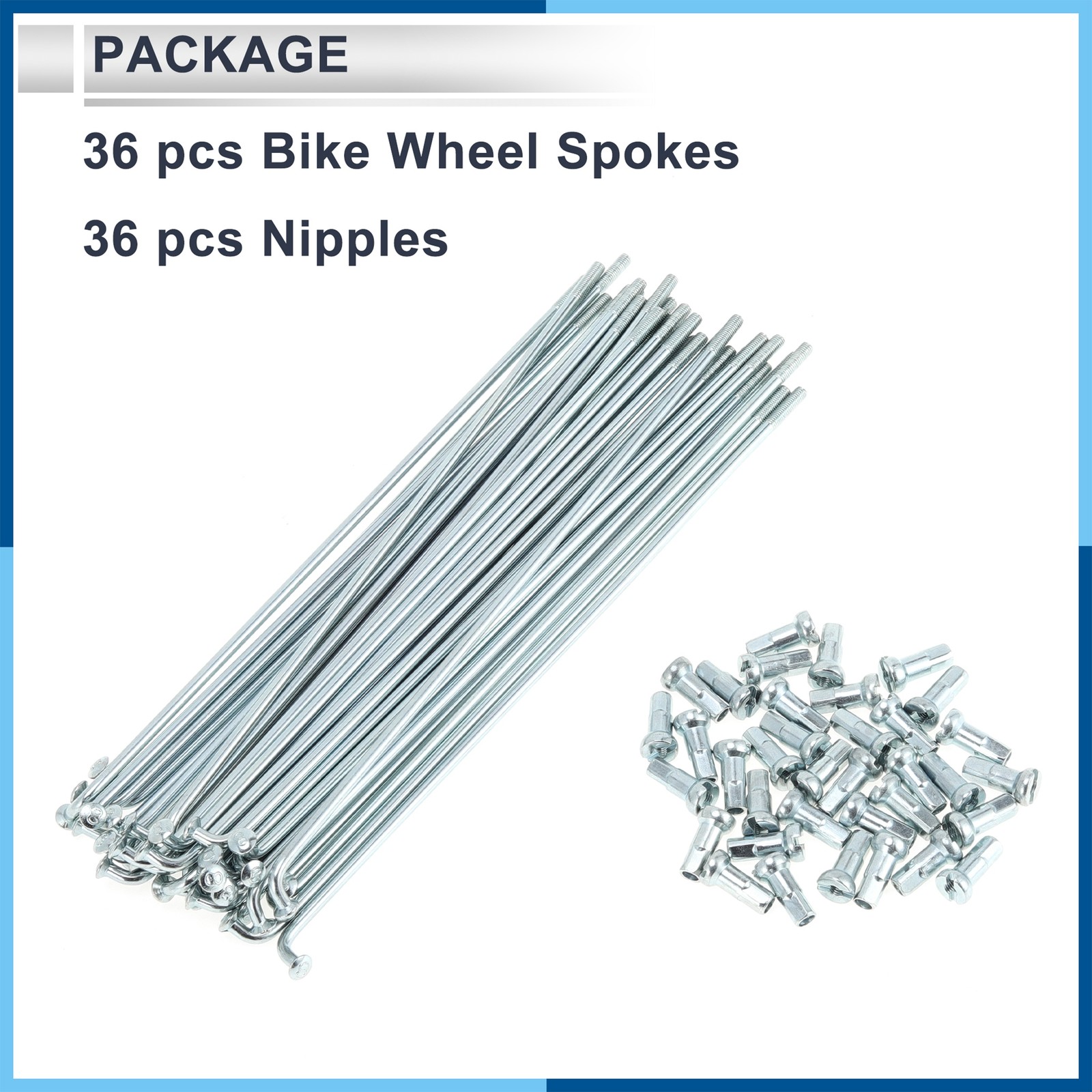 1Set 12G 159 mm Length Bicycle Spokes Nipple Carbon Steel Galvanized Silver Tone