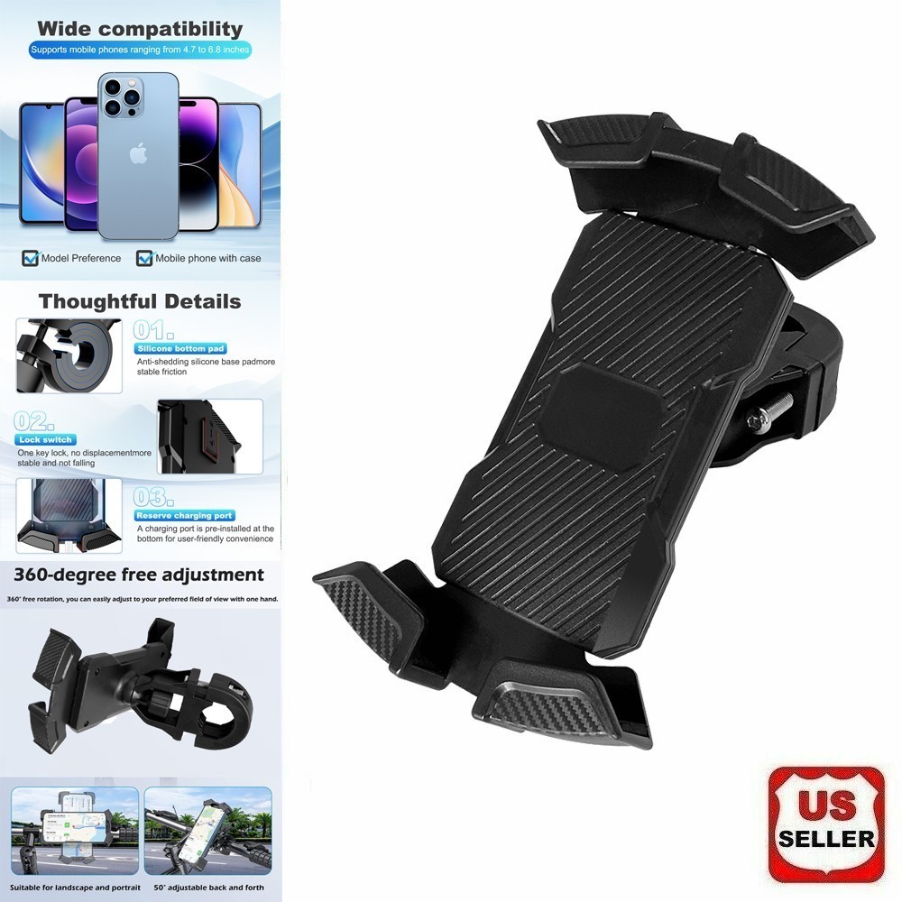 Ebike Motorcycle Phone Mount Auto Lock Military Anti-Shake Bike Phone Holder