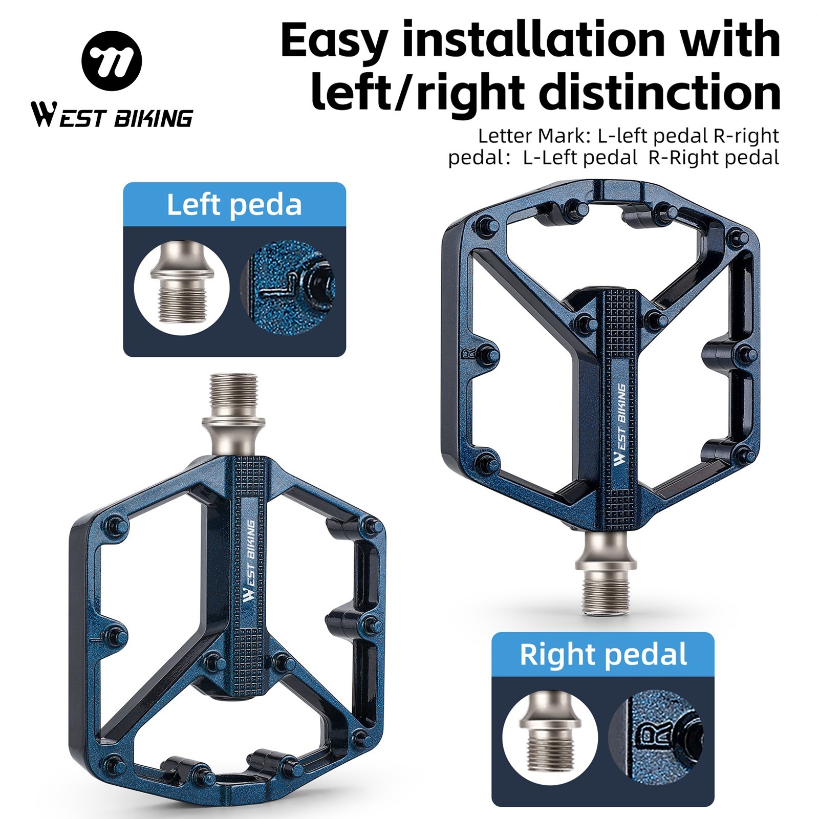 West Biking MTB Bicycle Pedals Waterproof Non Slip Bicycle Pedals Platform Pedal