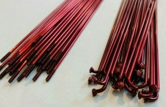 Bicycle Spokes & Nipples – 14G Stainless Steel – CANDY RED (CHOOSE YOUR LENGTH)