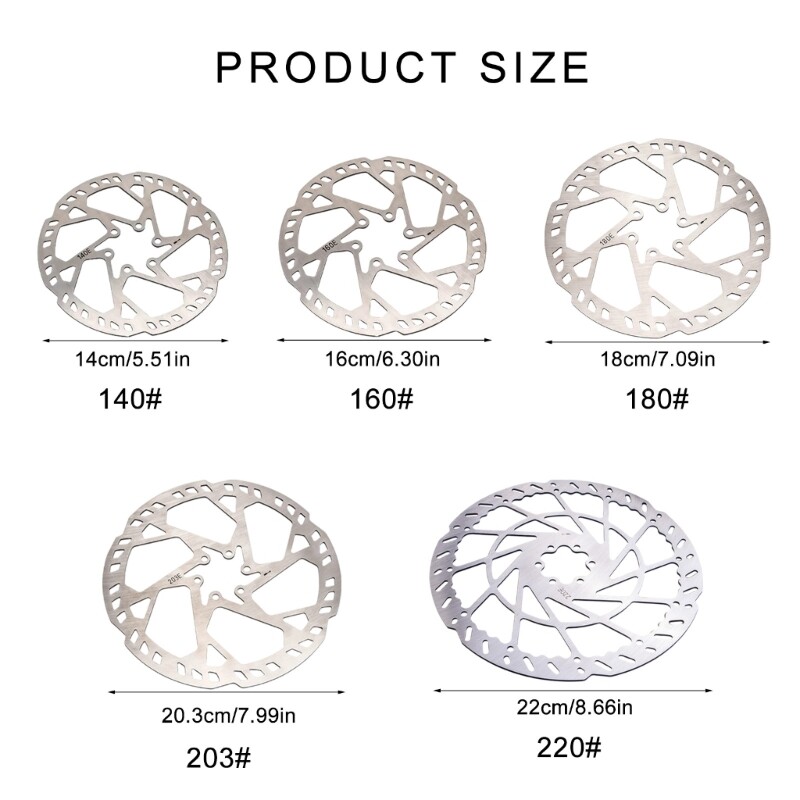 140/160/180/203/220mm Bicycles Disc Brake Rotor with Screws Easy to Install