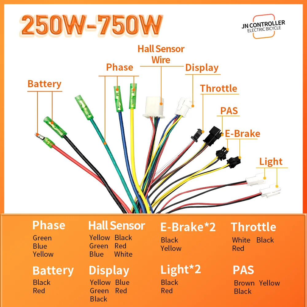 E-bike Controller 36/48V 250-1000W SM Connector Brushless Bicycle Controller