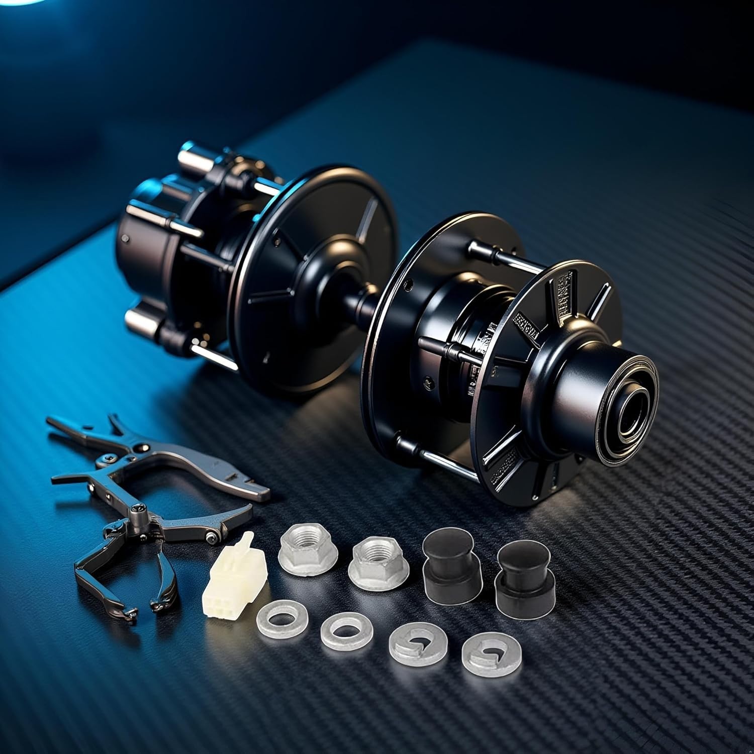 E-Bike Hub Motor Axle Kit, 12Mm Shaft, Front Lock Nut with Washer and Cover, Ele