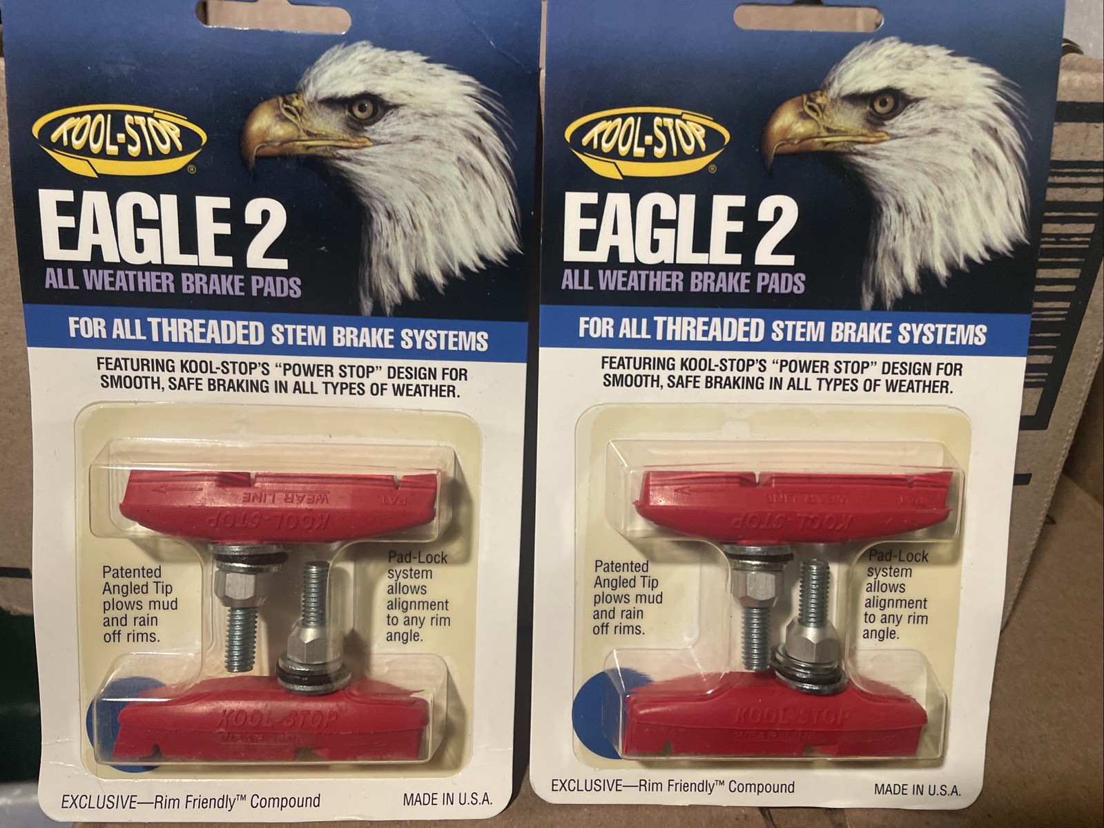 2 Sets Kool Stop Eagle-Claw 4 Pads, Threaded – Salmon