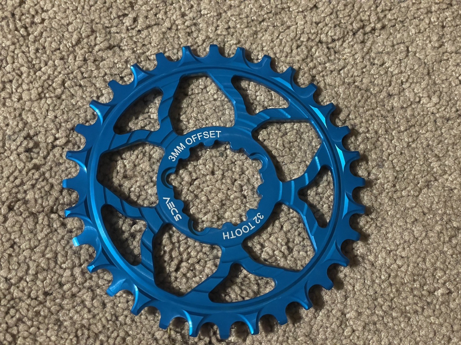 5Dev 7075 Chainring, 32t, 3mm Boost, 3-Bolt SRAM, Teal, narrow wide