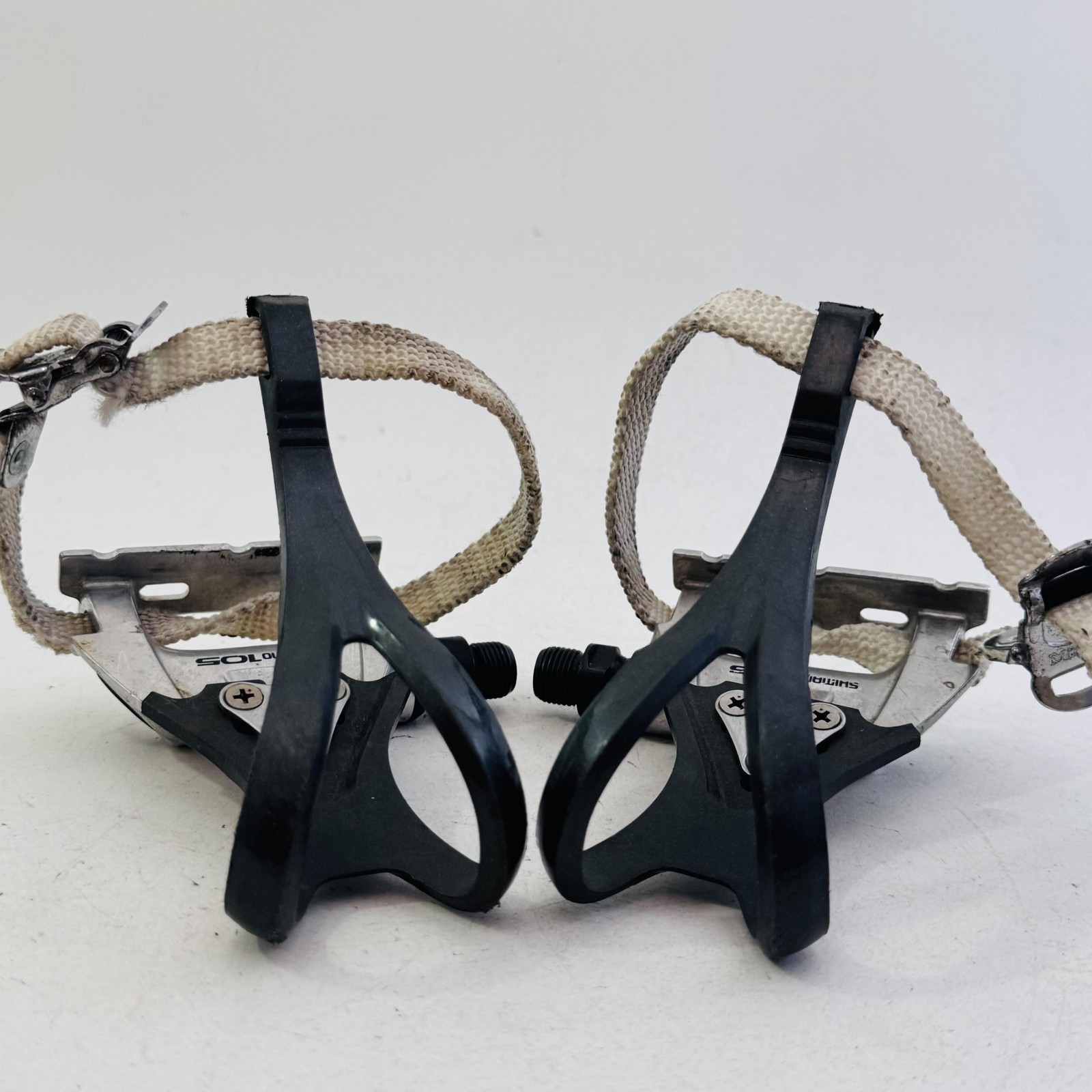 Vintage Shimano 105 PD-1050 Pedals 9/16 Toe Clips Straps Road Bike Japan A81