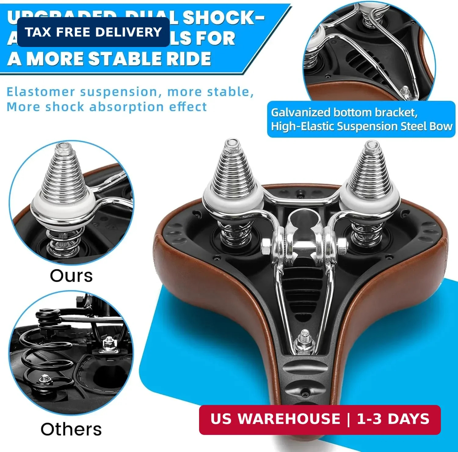 CDYWD Wide Bike Seat for Men Women Comfort, Large Soft Padded Bicycle Seat Cushi