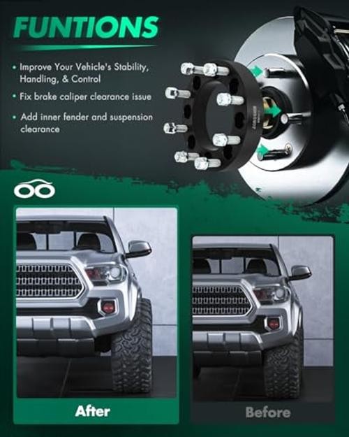 2Pcs 8×6.5 to 8×180 Wheel Adapters 1.5 inch Thread Pitch 14×1.5 Hub Bore