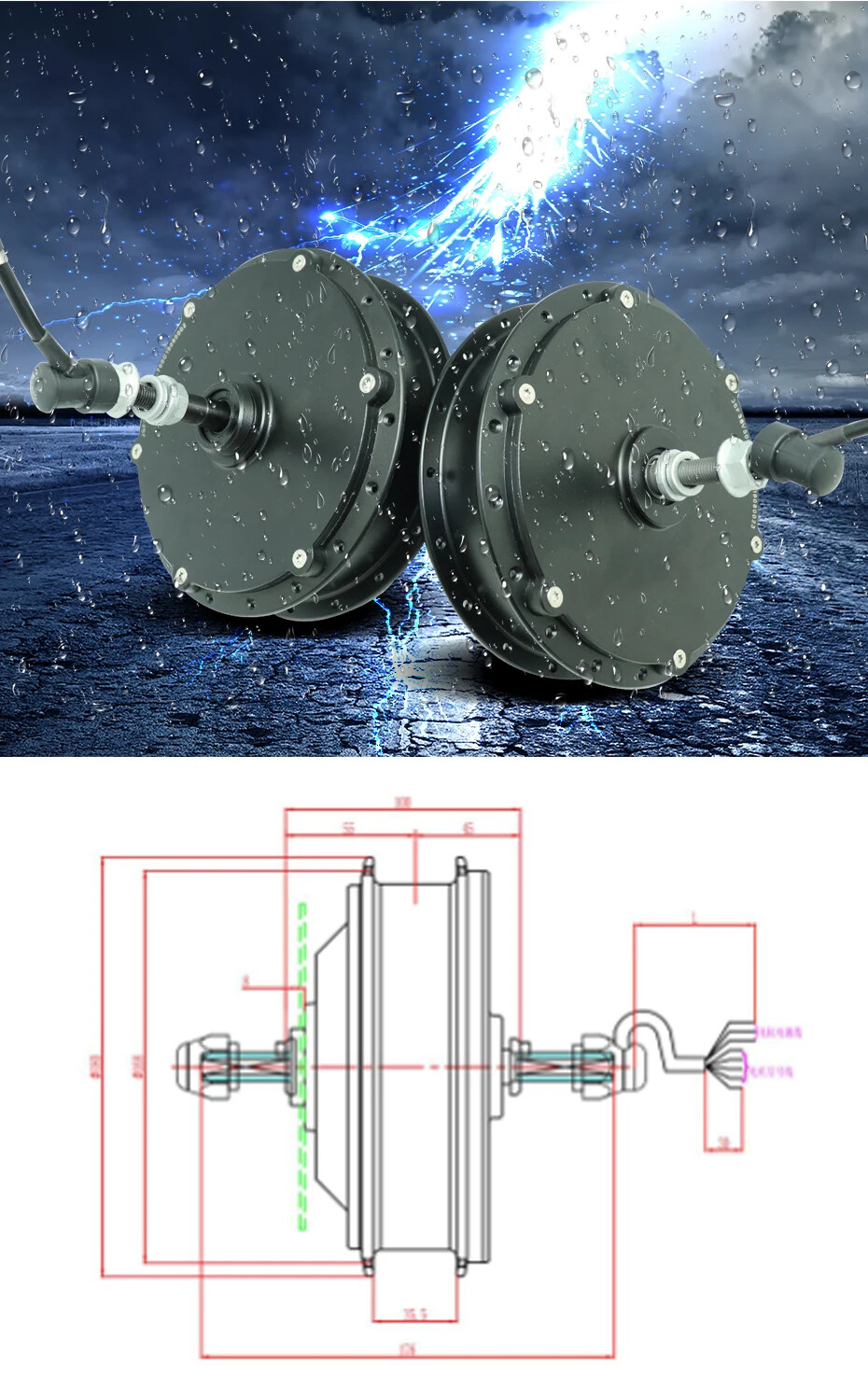 48V 1500W 2000W Electric Bike Rear Hub Motor 26-29inch Brushless 60KM/H