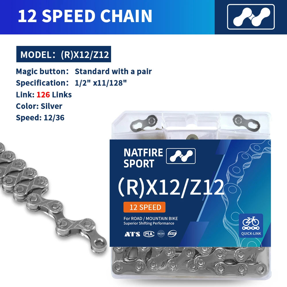 NATFIRE Bike Chain 6/7/8/9/10/11/12 Speed 116 Links Silver Gold MTB Road Bicycle
