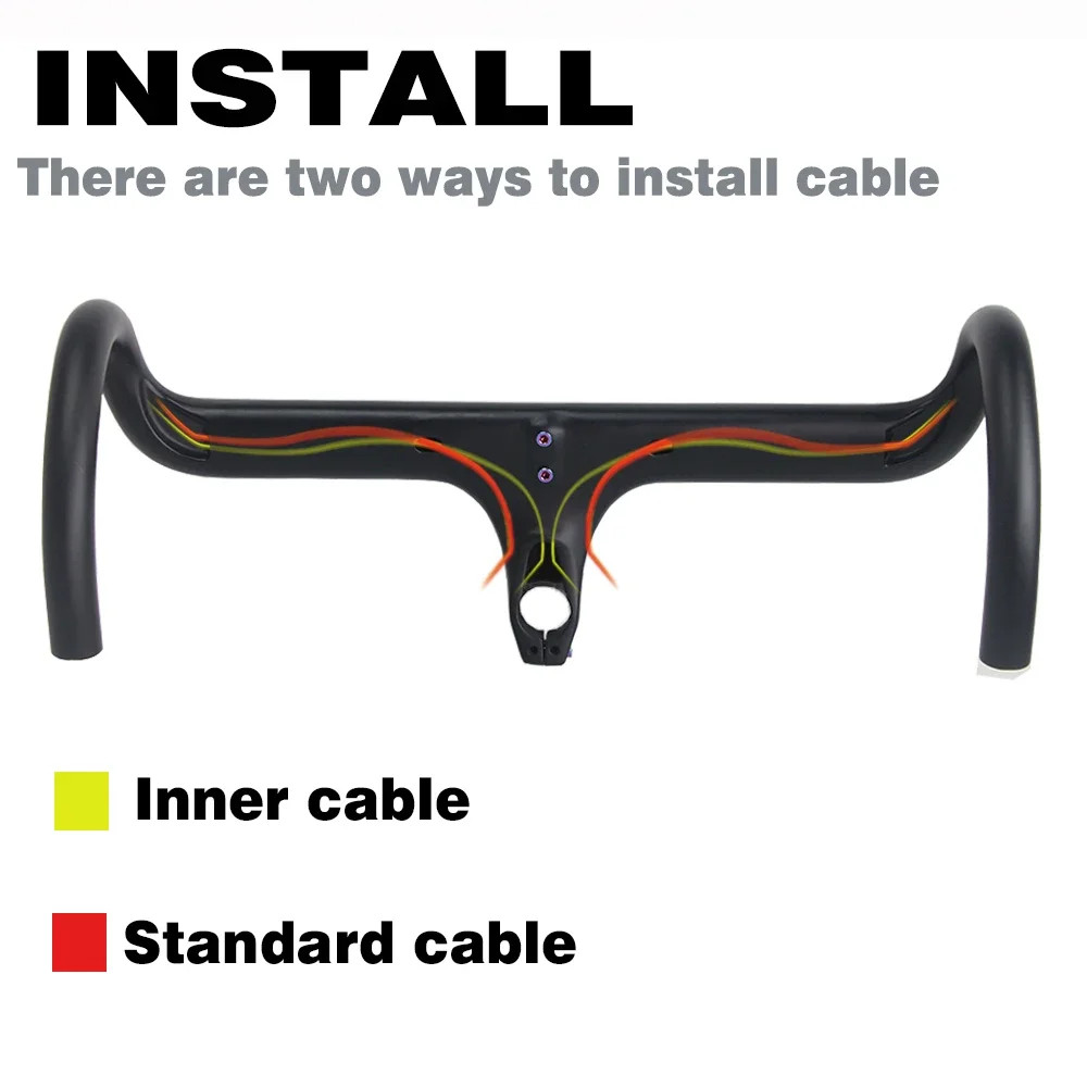 Full Carbon Integrated Handlebar with Spacers Road Gravel Bikes Drop Bar 28.6mm