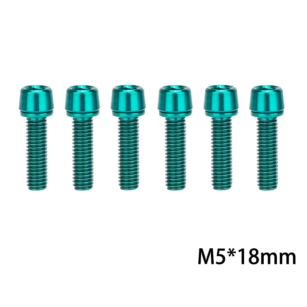 6Pcs MTB Road Bike Handlebar Stem Riser Screws Bicycle Stem Bolts Screws M5*18Mm