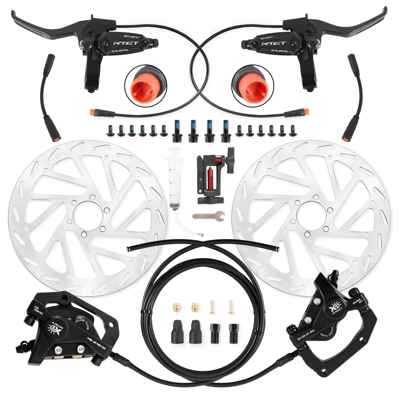 Upgrade Heavy Duty 4 Piston Hydraulic Brakes for Ebike: 2 PIN Waterproof