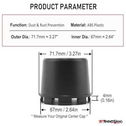 4 PCS 71.7mm Wheel Center Caps for Rims OD: 2.82″(71.7 mm) ID: 2.64″(67 mm)