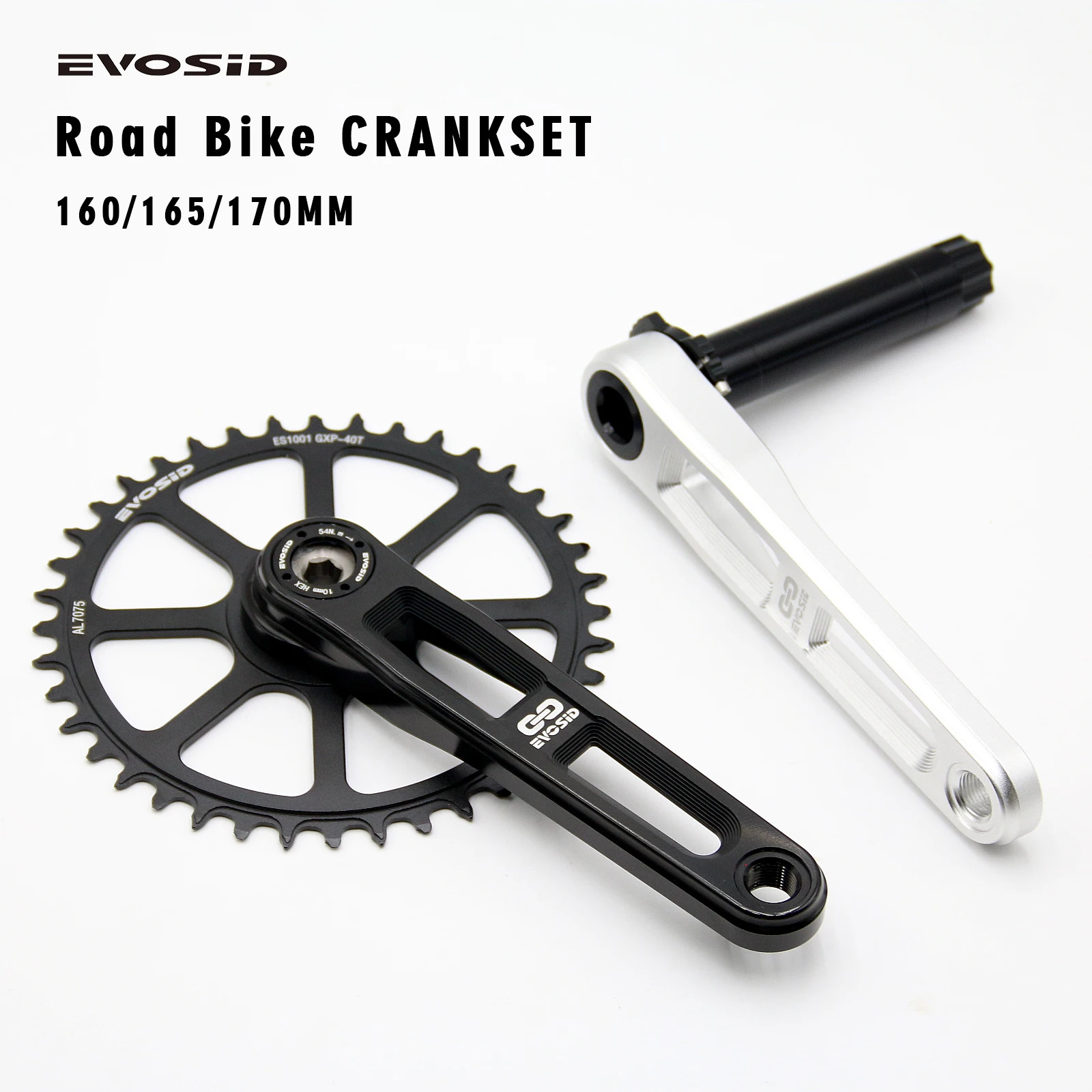 EVOSID Road Bike Crankset 160/165/170mm Hollow Crank 40-48T Chainring 7-12 Speed