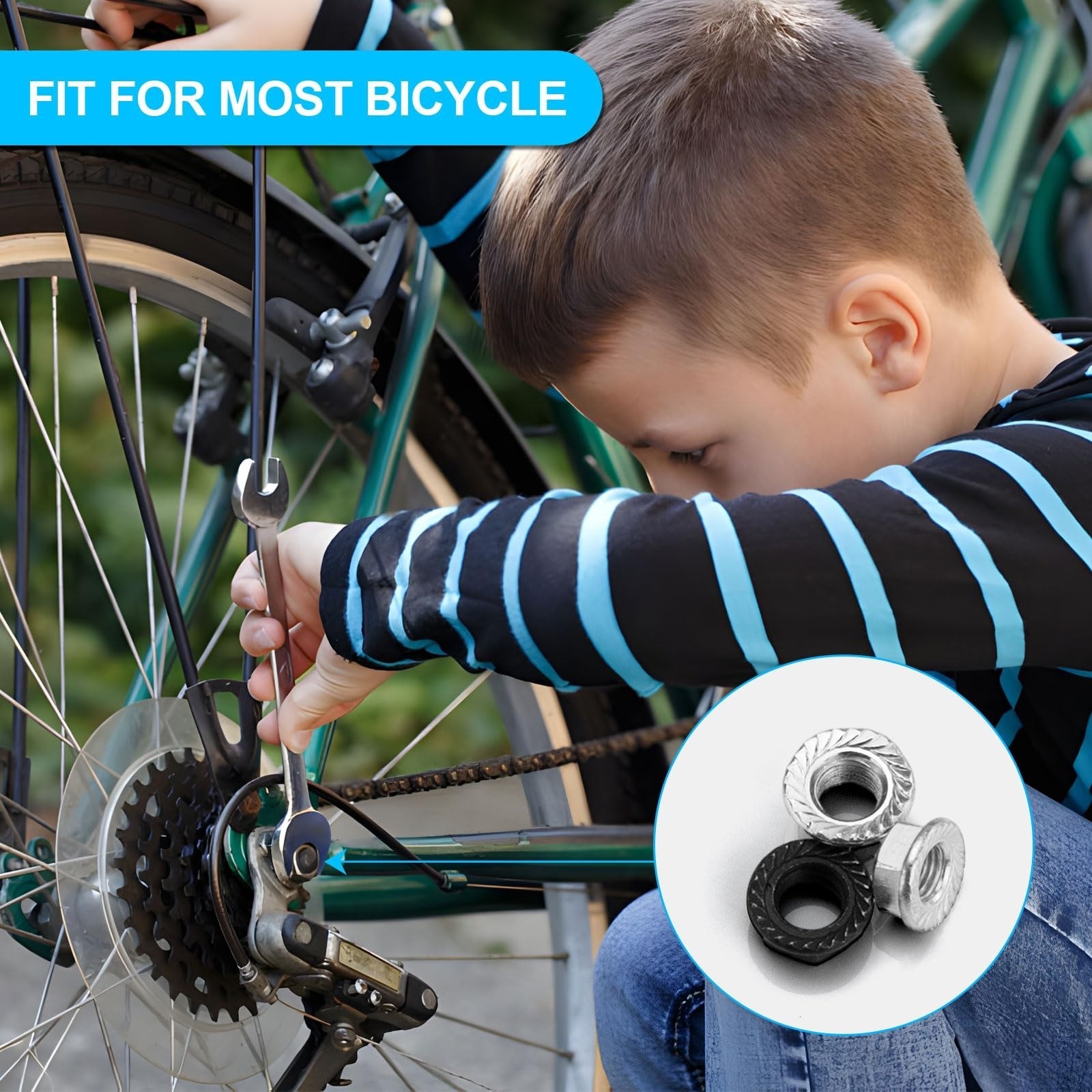 Syocsek 24PCS Bicycle Nuts and Safety Washers Kit for Bikes