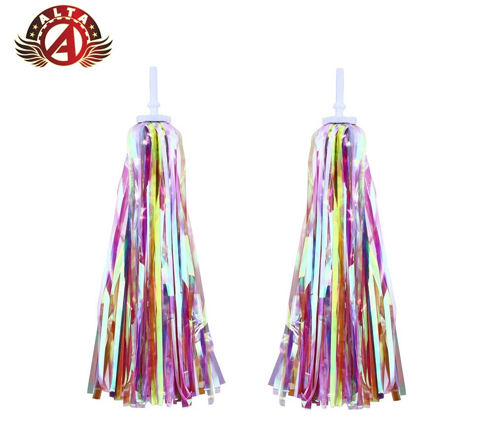 BICYCLE GRIPS METALLIC STAR POM-POM BIKE STREAMERS MULTI/COLOR PURPLE