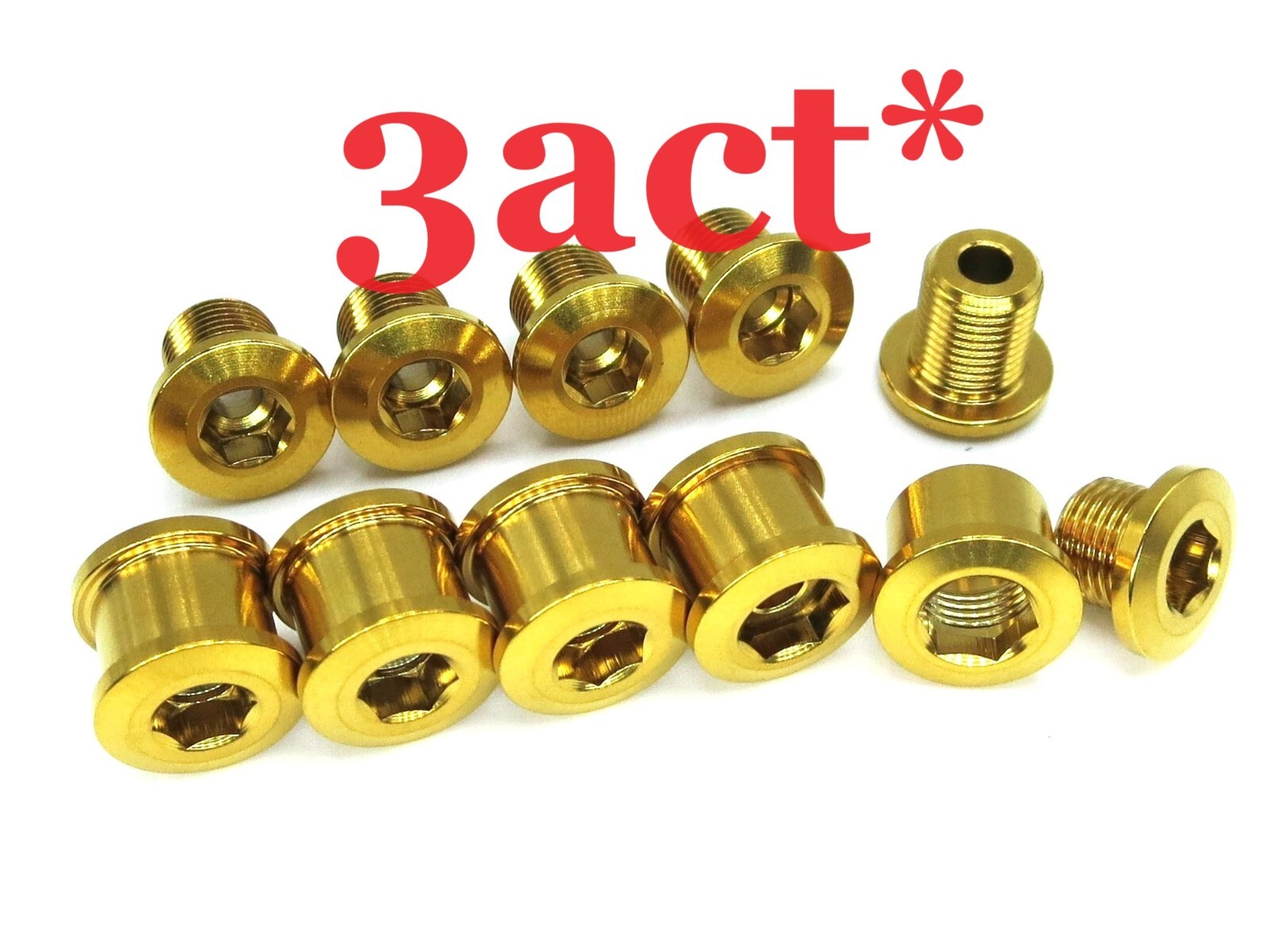 15 pcs Gold – Ti Bolt & Nut (10 Bolts & 5 Nuts) for Triple Crankset Chainring