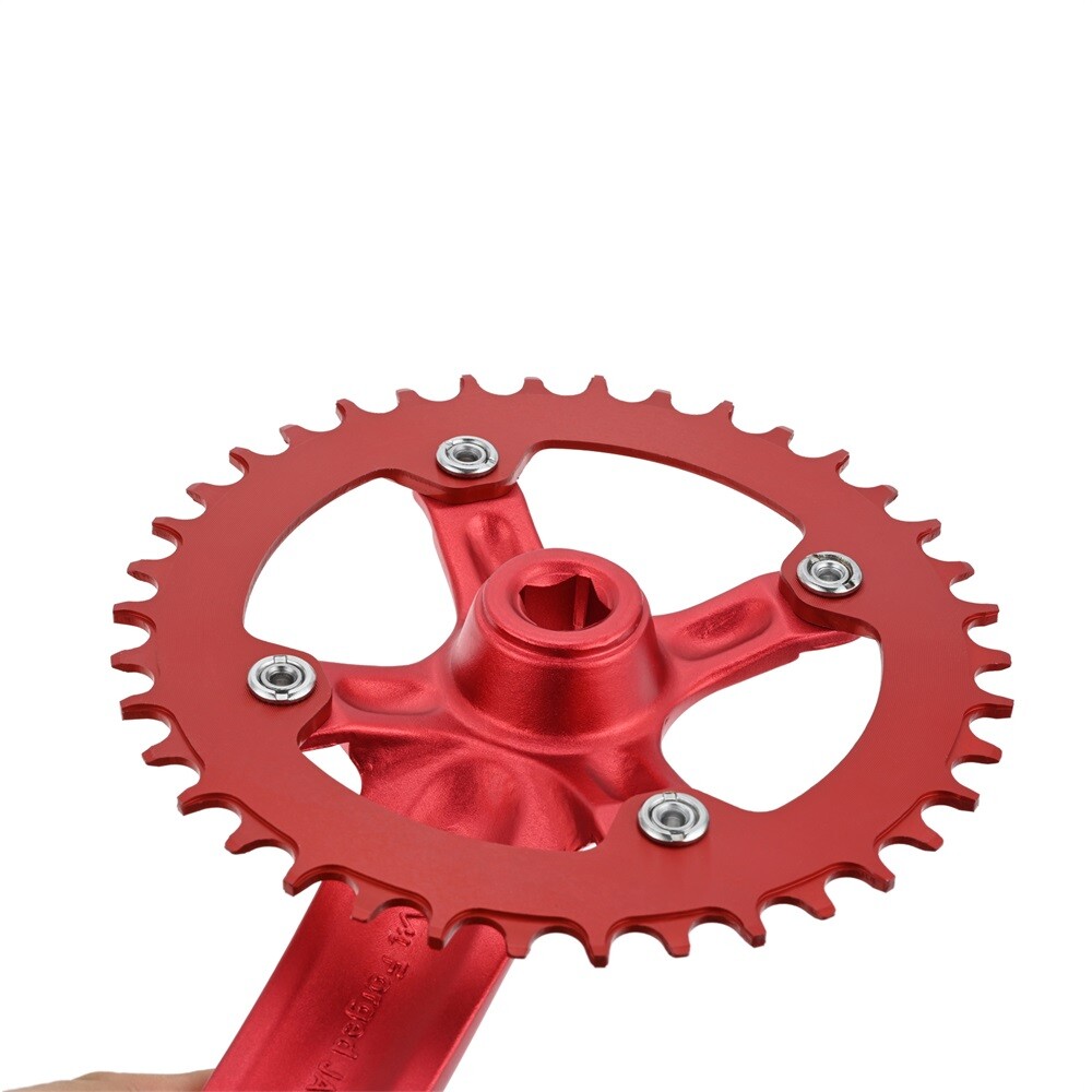 38T MTB Bicycle Crankset Bottom Bracket Aluminum Alloy 104BCD Chainring Red