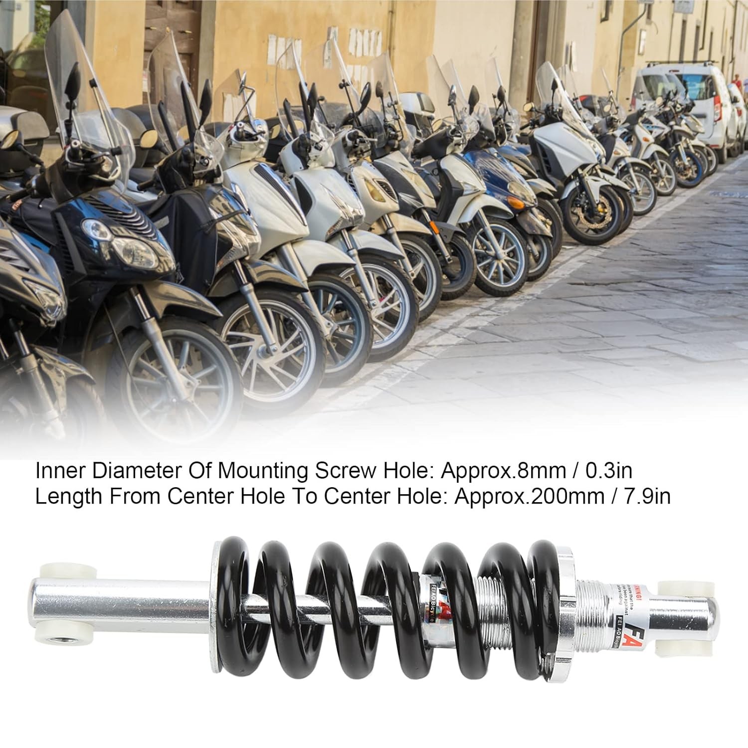 Tissting 200mm / 7.9in Bicycle Shock Absorbers 1500LBS Bike Mountain Rear Suspen