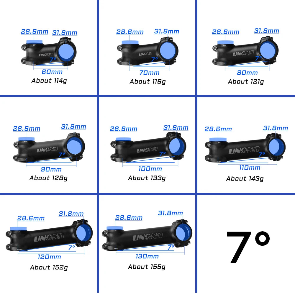 Ultralight Bike Stem Part 7 17 Degree Mountain Road Bicycle Stem 31.8mm 60-130mm