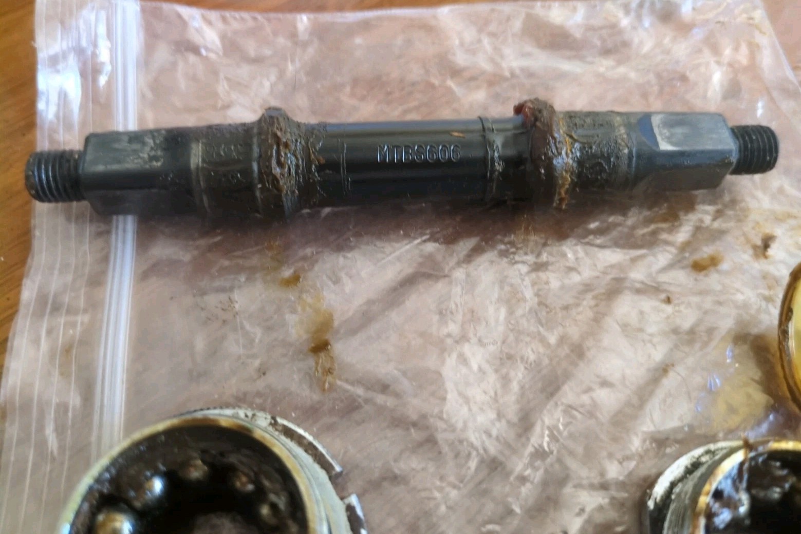 1989 Vintage road bike bottom bracket NFS Japan Cr-Mo 119 mm BSA / 68 mm