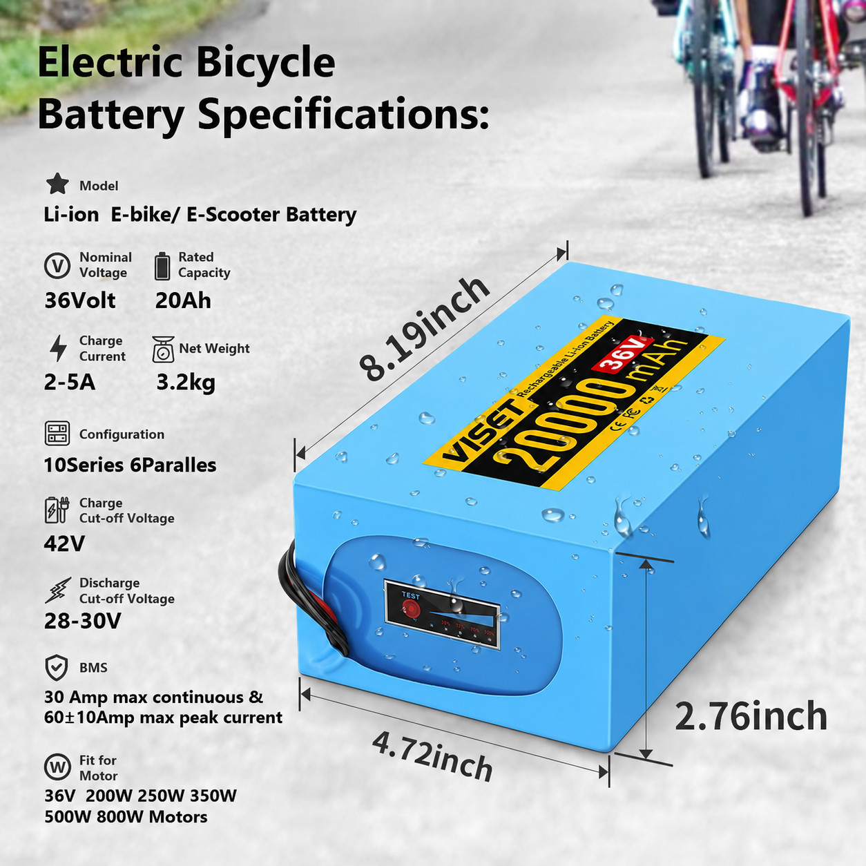 36V 20Ah Lithium ebike Battery for 200W-800W ebike Bicycle Electric Scooter 20A