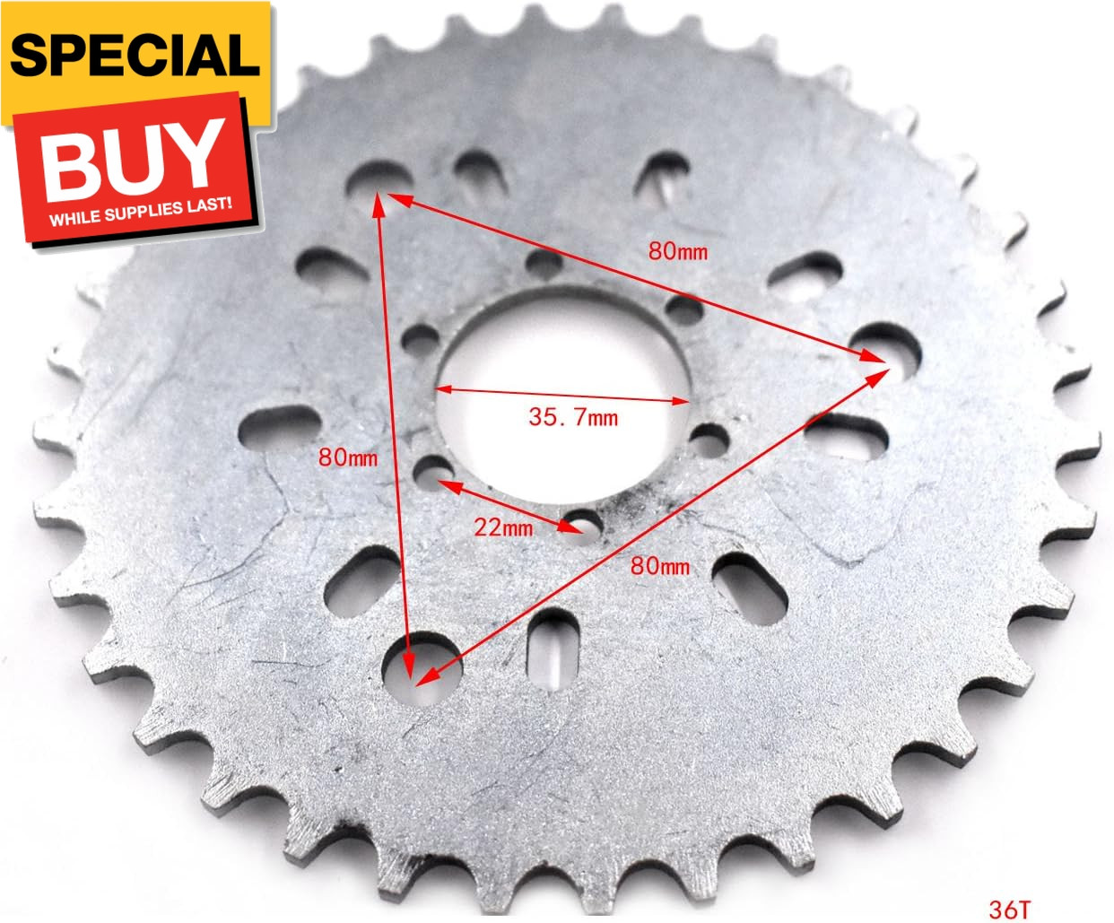 New Wheel Sprocket 36T 36 Tooth Motorized Gas Cycle Bicycle 50cc 60cc 80cc