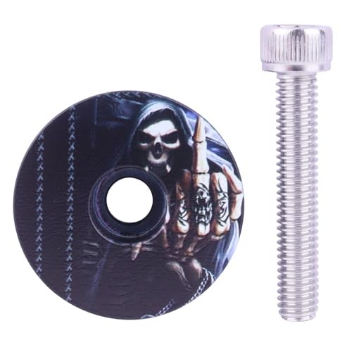 Aluminum Alloy Headset Top Cap, 1-1/8 Inch with M6x35mm Stainless Death sickle