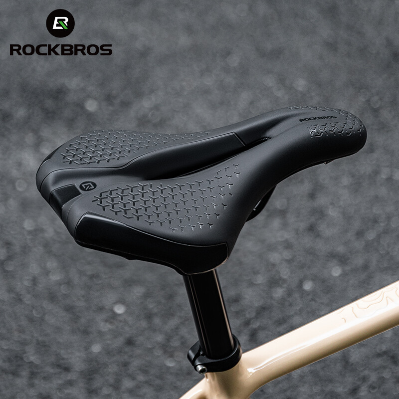 ROCKBROS 2pcs Bike Saddle Seat Soft Comfort Cycling Gel Pad Cushion &Lights