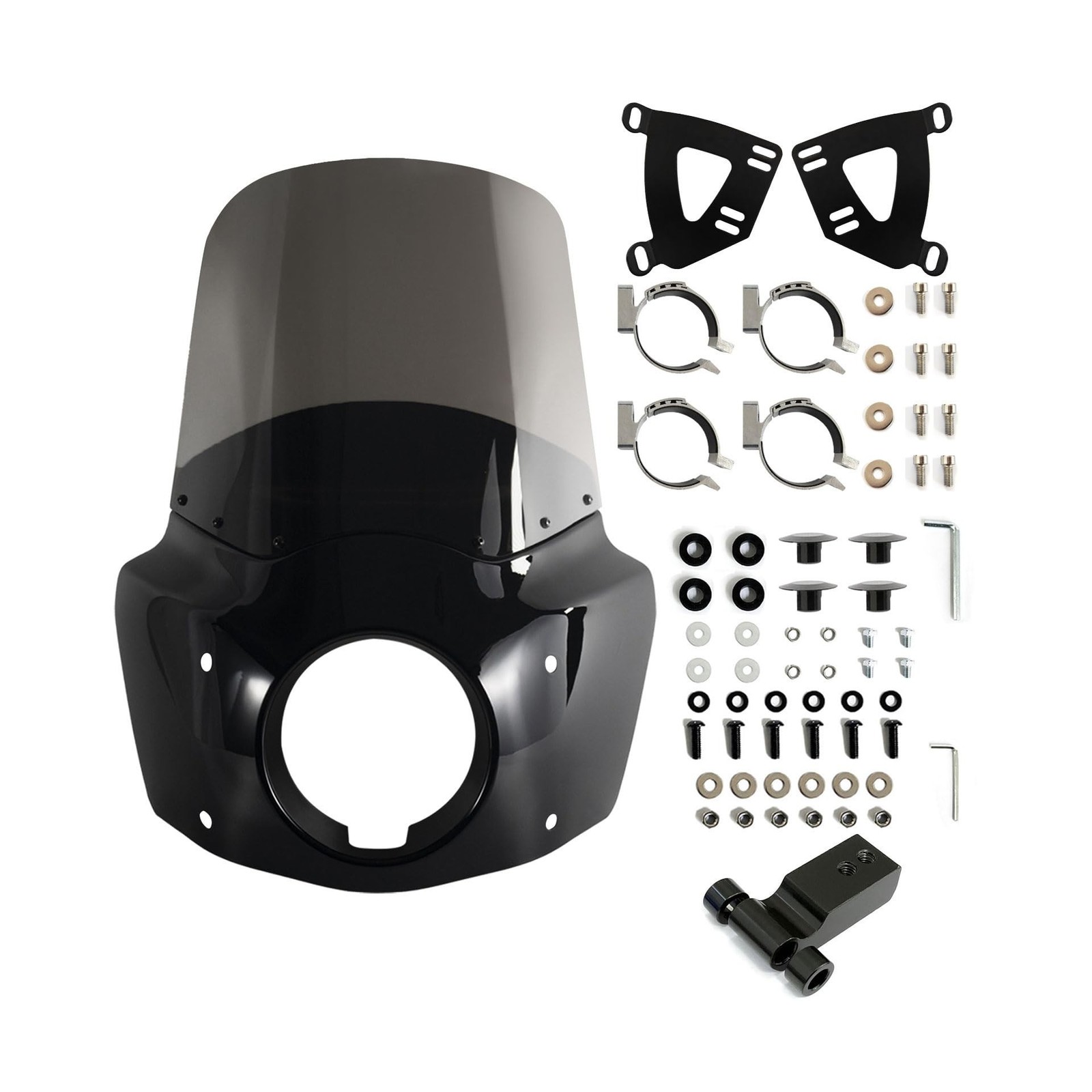 FATECIM Motorcycle 5.75″ Headlight Fairing with 15″ Smoke Windshield Windscre…