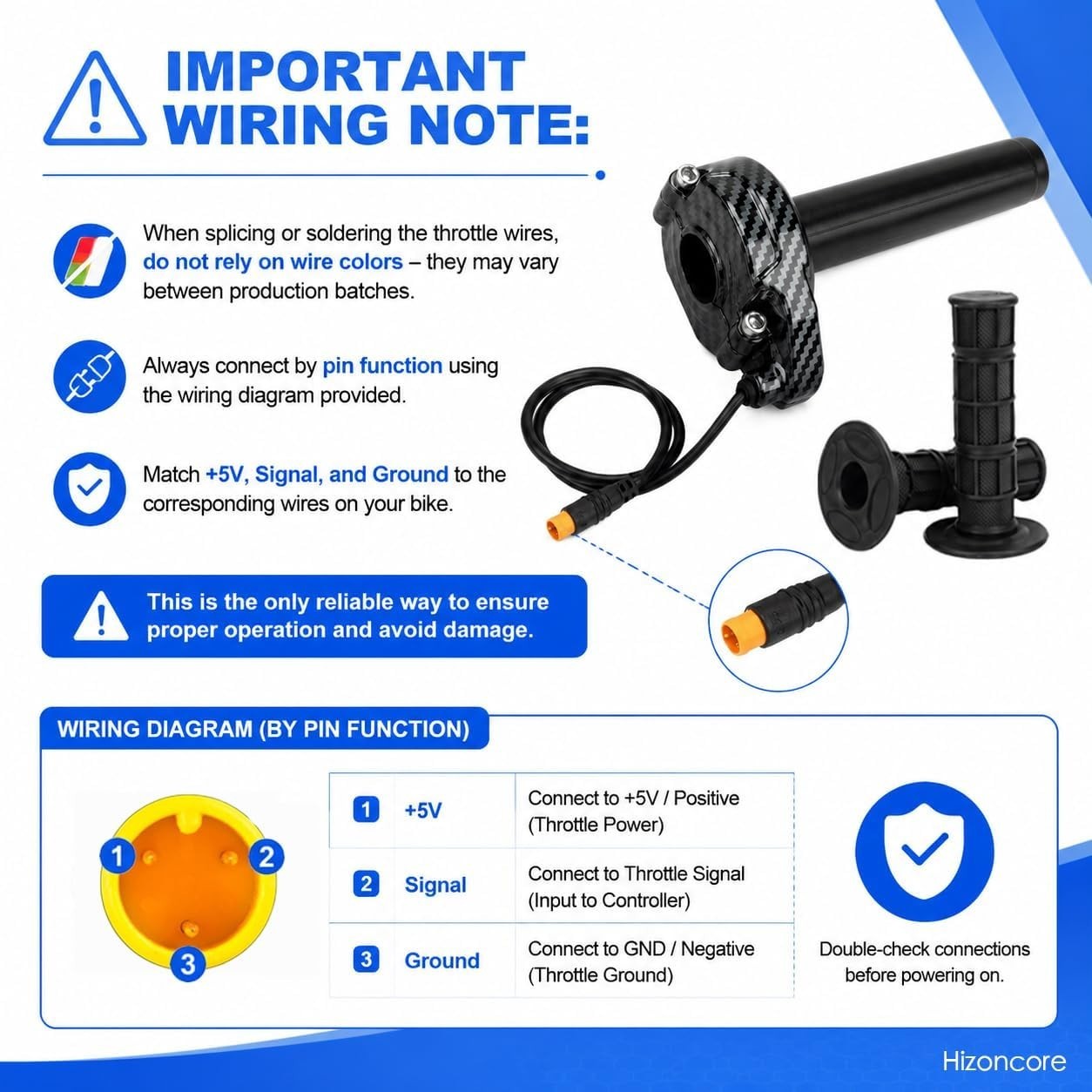 Ebike Full Twist Throttle for Macfox, 3 Pin Surron Style Throttle Grip Kit 12…