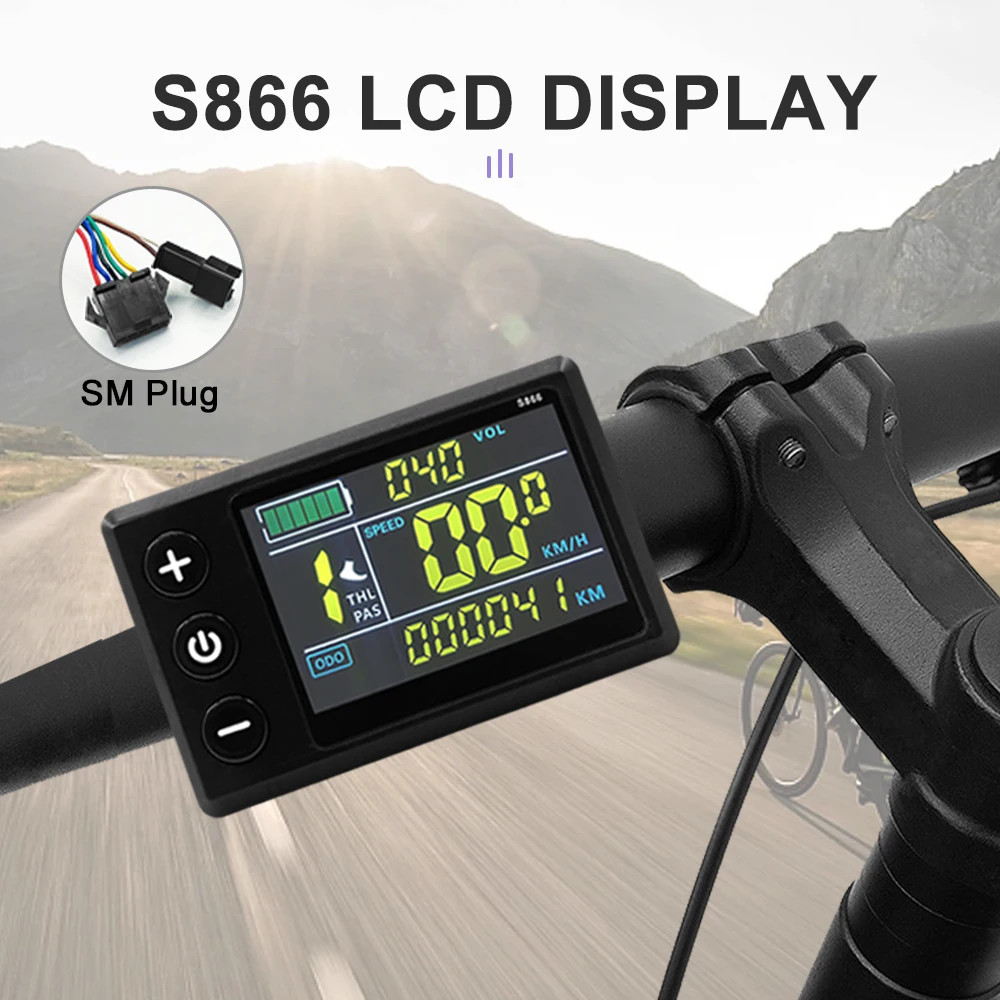 E-bike Display S866 S900 UKC1 LCD Display 24V-48V SM/Waterproof Connection Plug