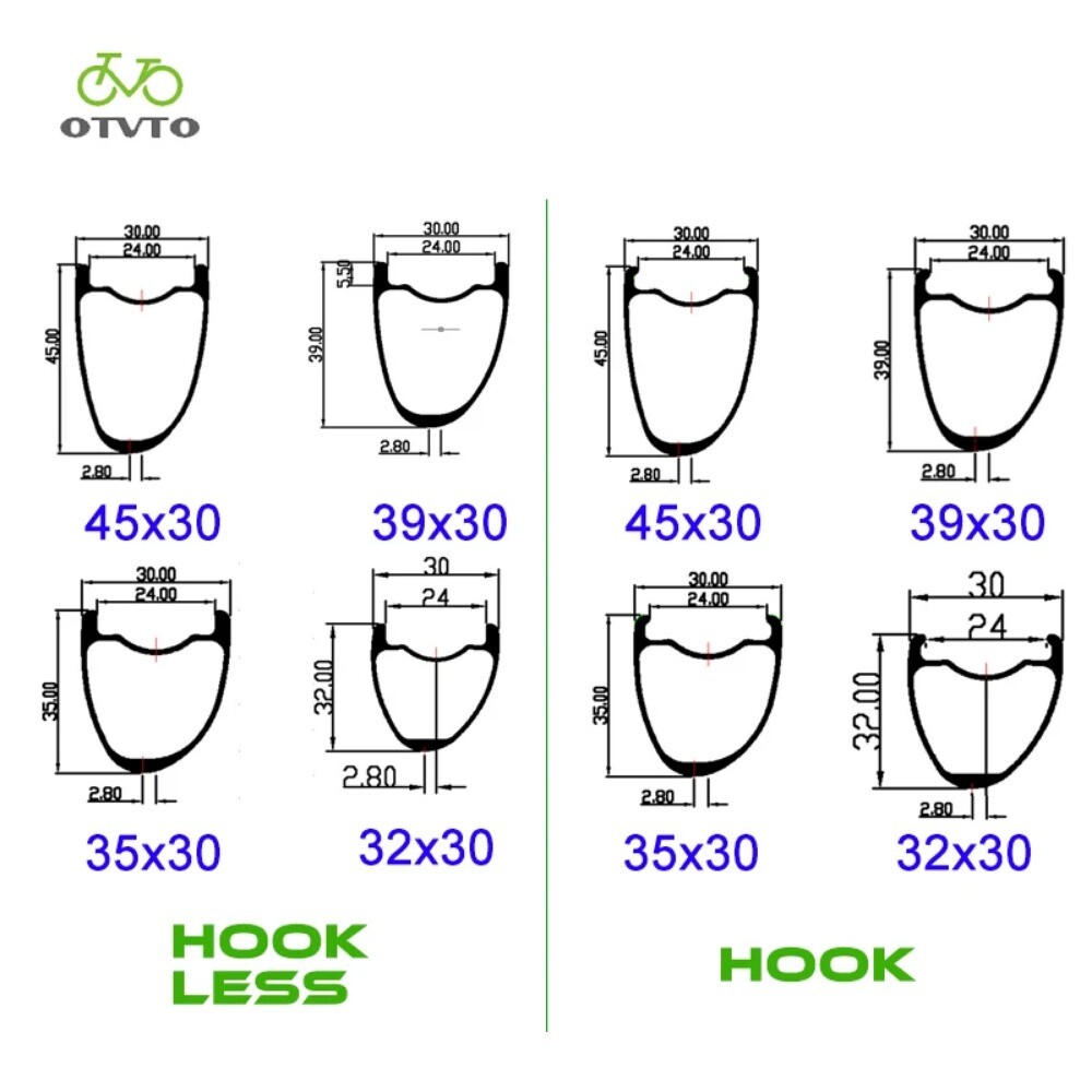1 Pcs 700c Road bike Carbon Rim 30mm Width 32mm 35mm 39mm 45mm Depth Asymmetric