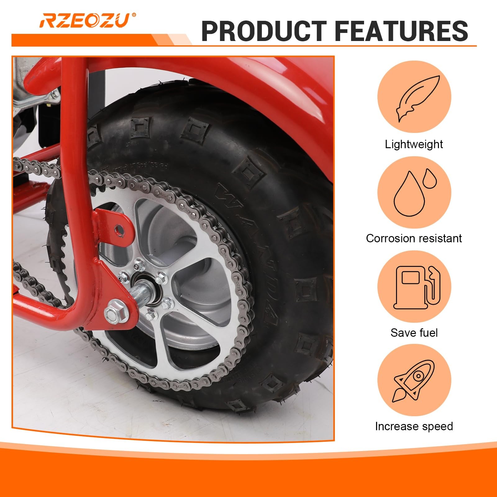 RZEOZU 50 Tooth Rear Sprocket 420 Chain Compatible with #40 41 420 Chain Coleman