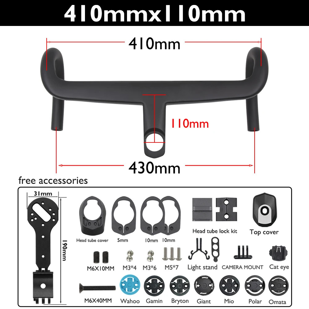 Carbon Grave Integrated Road Handlebar for C68/V5Rs/V4Rs 370-430mm with Mount