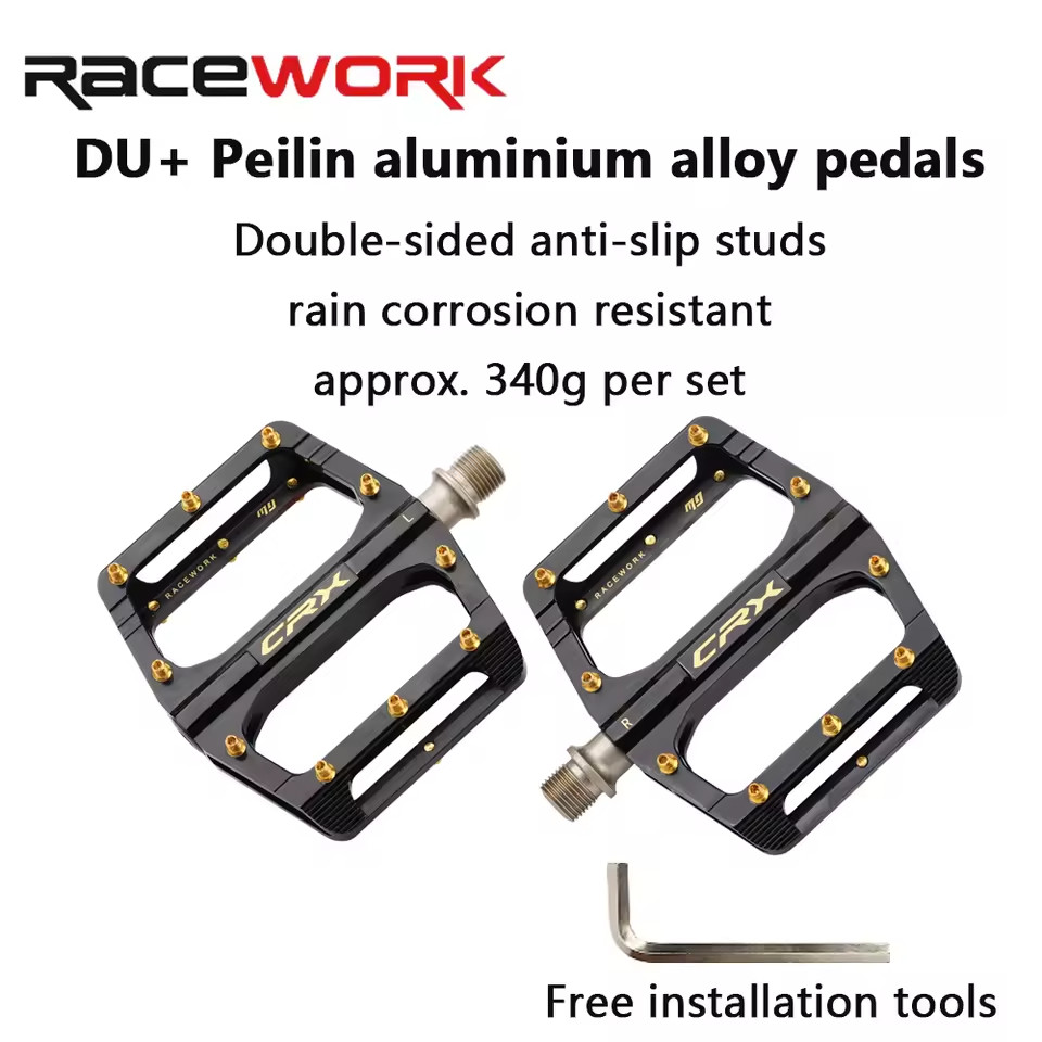 RACEWORK Aluminum Alloy Flat Bike Pedals Sealed Bearings Wide Platform MTB BMX