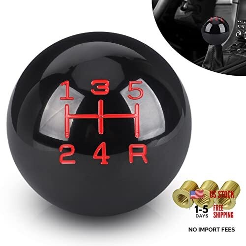 5 Speed Car Racing Gear Shift Shifter Knob, Resin Polished Round 5 Speed(Black)
