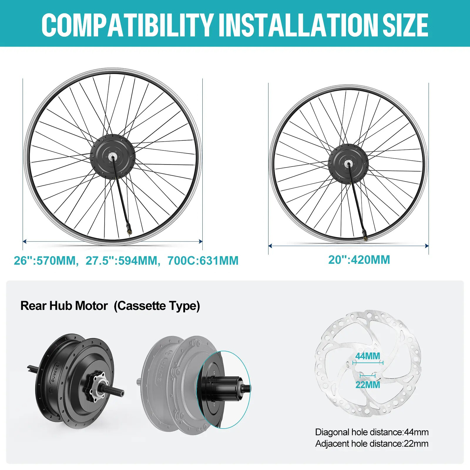 Bafang Used 48V500W750W Electric Bike 20″26″27.5″700C Front/Rear Wheel Hub Motor