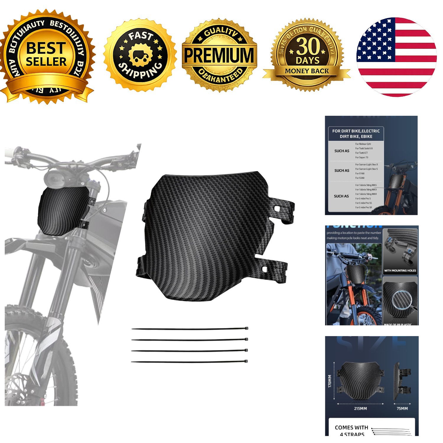 Front Number Plate for Ebike,8.78″*6.69″ Plate Replacement for Ridstar Q20/Tu…