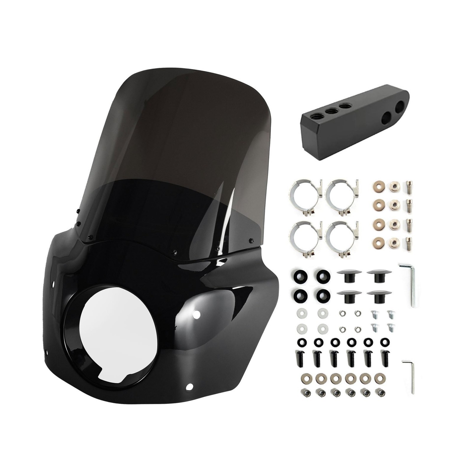 BOSYCY Motorcycle Fairing Windshield Kit, 5.75″ Headlight Fairings 48-58mm Fo…