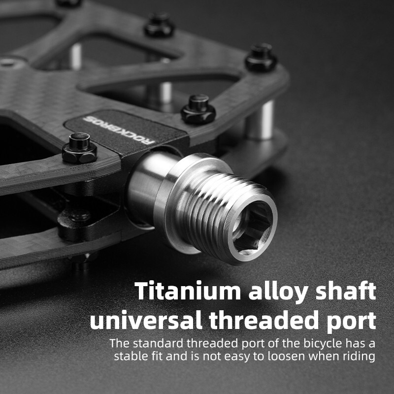 ROCKBROS Bicycle Carbon Pedal Titanium Axle Super Light 3Bearing Anti-Skid Pedal
